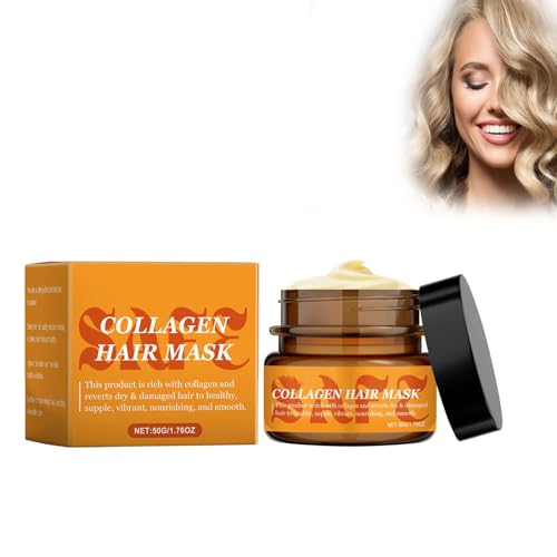 Collagen Mastón para el cabello seco y dañado, hidratación y reparación de pelos máscaras duraderas y suaves, anti-frizz, y pelos y cuero cabelludo(1pcs)