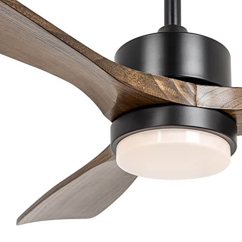 Ouater 52 Inch Wood Ceiling Fans With Lights And Remote, Modern Ceiling Fan With Light, 3 Color Light, 6 Speed, Dc Motor, For Bedroom/Outdoor/Farmhouse/Patios, Walnut Black #TOP4