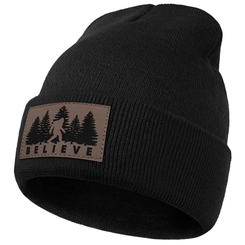 Image of Bigfoot Beanie for Men - Sasquatch Hat Winter Knit Cuffed Beanie for Women - Bigfoot Gifts for Christmas & New Year