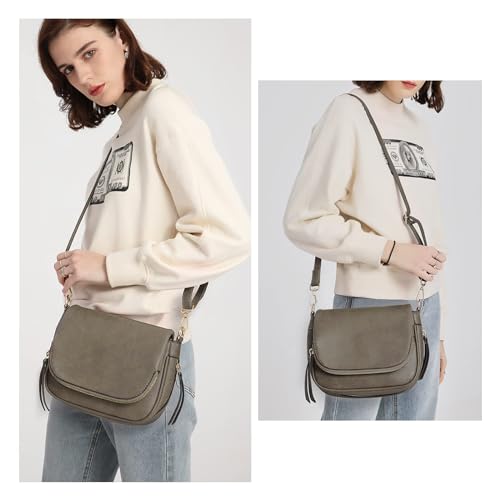 Image of Crossbody Bags for Women Small Pu Leather Over the Shoulder Purses and Flap Cross Body Handbags with Multi Pockets