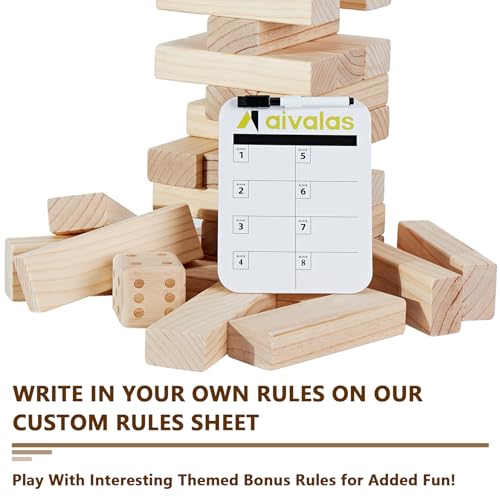 image for Aivalas X-Large Size Giant Tumble Tower, 60 Blocks Outdoor Games Stack