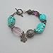 Handmade Fluorite and Turquoise Stone Sterling Silver Bali Bead Bracelet.