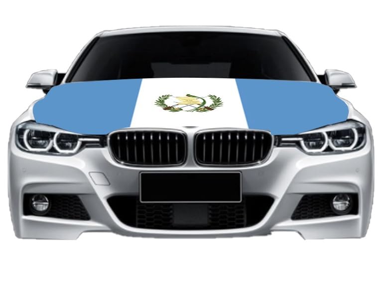Image of Car Hood Cover Country Flag Hood Cover Durable Weatherproof Universal Fit Car Cover for All Seasons Protection Custom Fit for Cars Trucks SUVs (Guatemala)