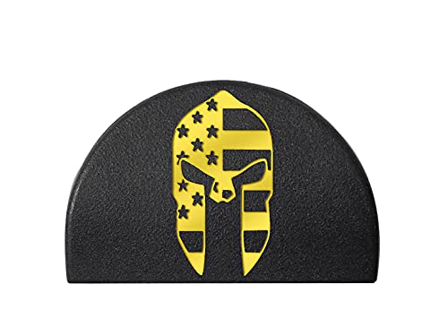 NDZ Performance Jentra JP-1 Grip Slug Plug for Glock 17 19 20 21 22 23 24 31 32 34 35 37 38 GEN 1-3 Custom Engraved - Spartan Helmet US Flag - Yellow Paint Fill