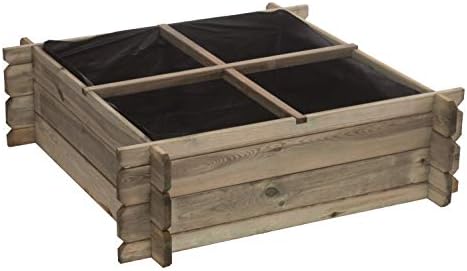 Carré Potager en Bois 203L Basil - 100 x 100 x 27 cm