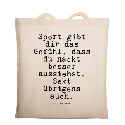 Mr. & Mrs. Panda Tragetasche mit Spruch Morgen gibt es Sekt zum Frühstück. Irgendwo hat bestimmt jemand Geburtstag. 3 Mr. & Mrs. Panda Tragetasche mit Spruch Sport gibt dir das Gefühl, DASS du nackt Besser aussiehst. Sekt übrigens auch.