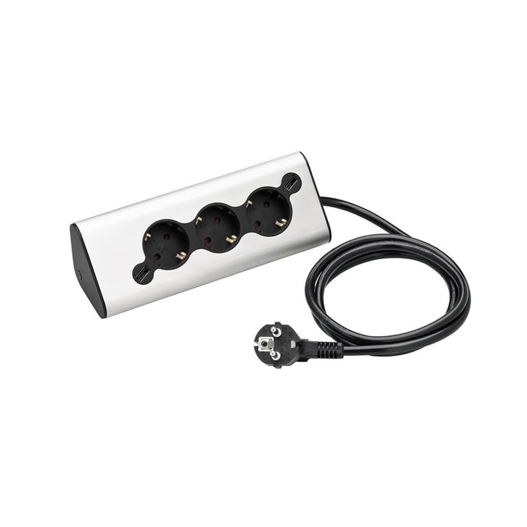 WMF Ambient listwa zasilająca do kuchni, z wieloma wtyczkami Pro, 3 gniazdka z 2 gniazdami USB, oświetlenie otoczenia, do kuchni, biura, salonu, gniazdo kątowe 45°, stal nierdzewna matowa