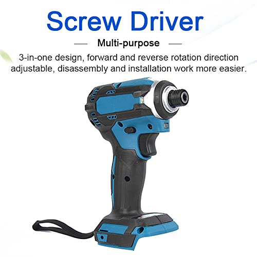 Weytoll 18V Impact Driver, 3 In 1 Electric Drill, Impact Wrench, Electric Screwdriver, Brushless Motor, Stepless Speed Regulation, Adjustable Rotation, Compatible With 18V Makita Battery, Blue #TOP3