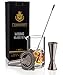 VinoBravo Crystal Cocktail Mixing Glass Bar Gift Set/Bartender Kit : 18oz Cocktail Shaker with Weighted Thick Bottom,12’’ Mixing Spoon, Hawthorne Strainer & Japanese Jigger, Cocktail Accessories