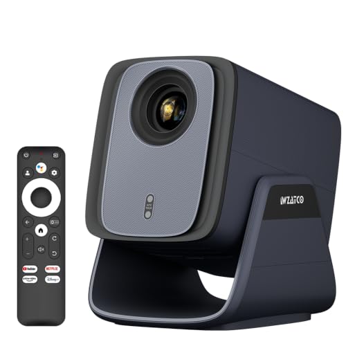 Wzatco Blaze Max, Google TV Official, Native 1080P Projector 4k Ultra HD, 1800 ANSI Ultra Bright, Fully Automatic, 1:1 Throw Ratio, 16 Watt, Chromecast, Smart Home Cinema, Blue