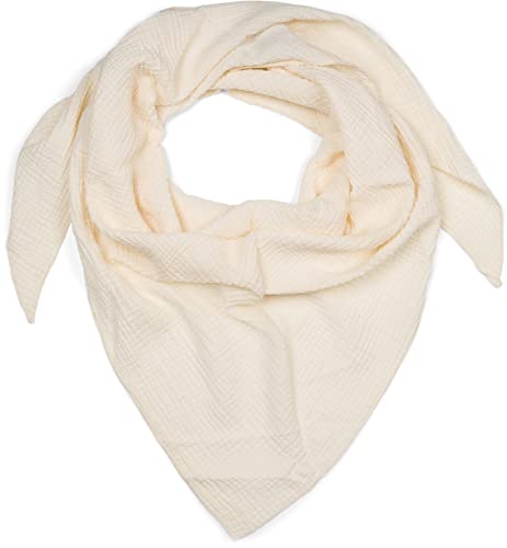 styleBREAKER Damen Musselin Dreieckstuch aus 100% Baumwolle | Weiches und leichtes Halstuch für Damen Unifarben | Stylisches Tuch für jede Jahreszeit - Made in Italy, 196 x 84 cm, Farbe:Creme