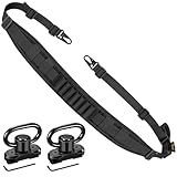 CVLIFE Two Point Rifle Sling, Rifle Strap with Quick Adjustment Length Loop, Removable Shoulder Pad with 7 Elastic Loops for 9mm-13mm Calibers, Gun Sling with 2 Pack 360° Metal Sling Swivels, Black