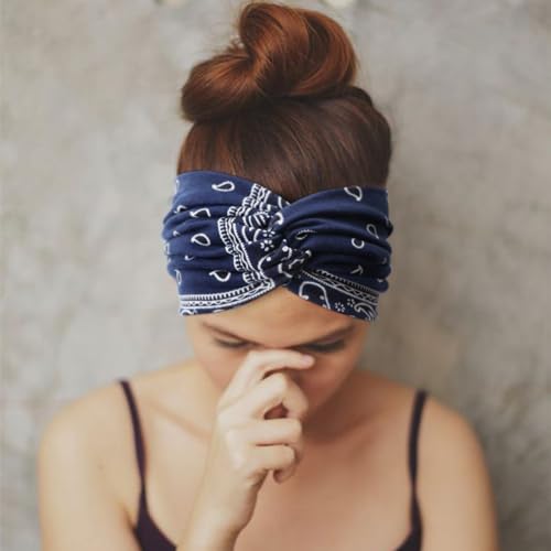 Image of DRESHOW 4 Pack Turban Headbands for Women Wide Vintage Head Wraps Knotted Cute Hair Band Accessories
