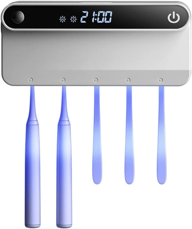 Toothbrush Holders with Auto Drying Function Wall Mounted Tooth Brush Holder for Kids Adults Elders Family Use (White)