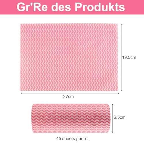Wischtücher auf Rolle, 4 Rollen Wiederverwendbare J Cloth, Vliesstoffe Küchentücher Putztuch, Mehrzweck Wischtuch Rollen für Wohnküche Esstisch(Rot)