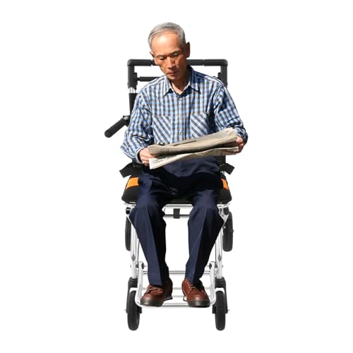 Ultralight Lightweight Folding Wheelchair, Travel Wheelchairs for Adults Support 354lbs with Foldable Pedals and Flip-Backs Arms, Handbrake & Storage Bag