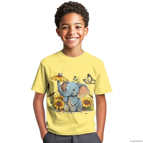 Image of WELLFLYHOM Kids Tshirts Girls Boys Short Sleeve Crewneck Tees Shirts Casual Sport Pullover Tops Size 3-16 Years