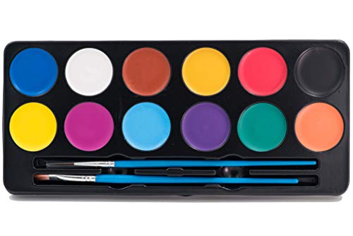 Face Paint For Kids - Vibrant Face Painting Colors, Stencils & 2 Brushes - Body Paint Face Paint Kids - Facepaint Kit Tutorials & E Book - Fun, Easy To Use & Hypoallergenic. For Toddler Teens & Adults #TOP6