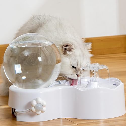 Fuente automática de agua para gatos 2.3L plástico blanco miniatura 7