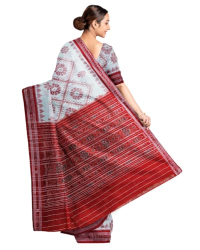 Image of Ikat Women Cotton Saree, Handmade Pure Cotton Khandua Saree, Ikkat Orissa Traditional Handloom Saree Without Blouse 34
