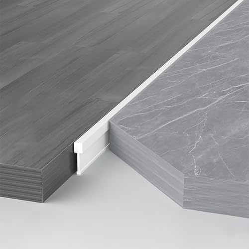 Raouoae Perfil En T para Transición De Suelo De Aluminio para Puertas, 2 Piezas De 125cm, Ideal para Uniones Entre Suelos Laminados Y Cerámicos, Transición Desnivel(Weiß,Breite: 2.9 mm)