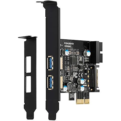 BEYIMEI PCIE USB 3.0 2-port Expansion Card, with 15pin SATA power connector and 19pin USB3.0 interface (Expand 2 Front Panel USB), USB 3 Hub Converter for Windows XP/Vista/7/8/10/Linux/Ubuntu (TYPE A) Cover