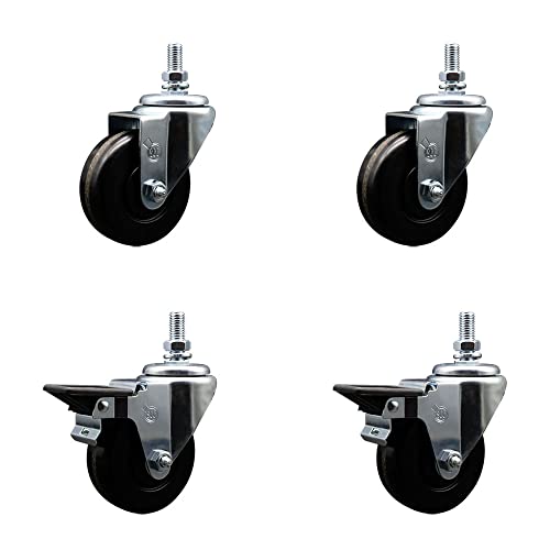 Phenolic Swivel Threaded Stem Caster Set of 4 w3.5