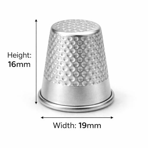 6 x Metal Sewing Thimbles by UMTMedia – Compact Small Finger Thimbles (16 mm x 19 mm) for Hand Sewing, Quilting & Embroidery – Durable Silver Thimbles