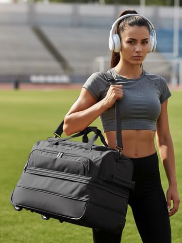 REDOLZ 2-Rollen MEDIUM Trolley-Reisetasche | Volumen mit Dehnfalte erweiterbar von 51 auf 64 Liter | für Männer & Frauen (55 cm, extra Bodenfach)