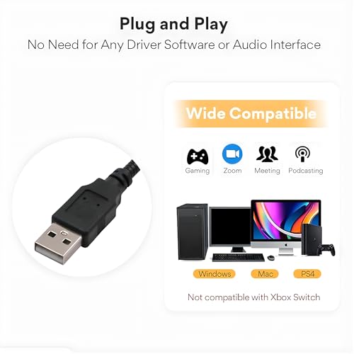 Image of Drumstone (𝐒𝐩𝐞𝐜𝐢𝐚𝐥 𝟏𝟓 𝐘𝐞𝐚𝐫𝐬 𝐖𝐚𝐫𝐫𝐚𝐧𝐭𝐲 USB Computer Microphone, Plug and Play Desktop Mic for PC Laptop, Clear Sound for Streaming, Podcasting, Recording, Gaming and Online Calls