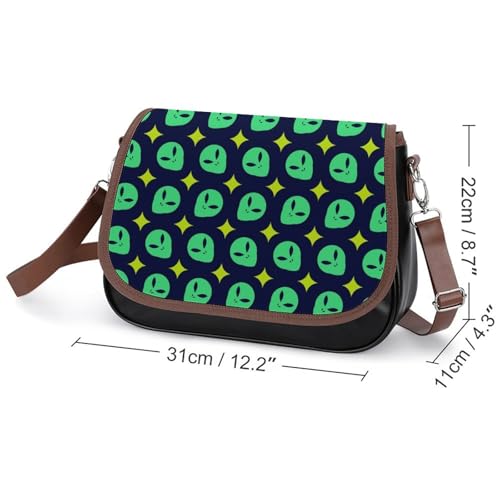 Alien Head Pattern Crossbody Bag Anti-Theft Side Shoulder Bags Adjustable Leather Messenger Bag Unisex2