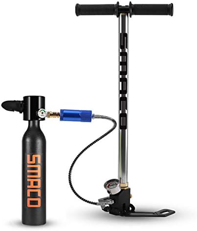 lululeague SMACO Scuba Diving Equipment Cylinder,0.5LMini Portable Dive Oxygen Tank,Oxygen Cylinder Corrosion & Pressure Resistant Material (S300-black-F)