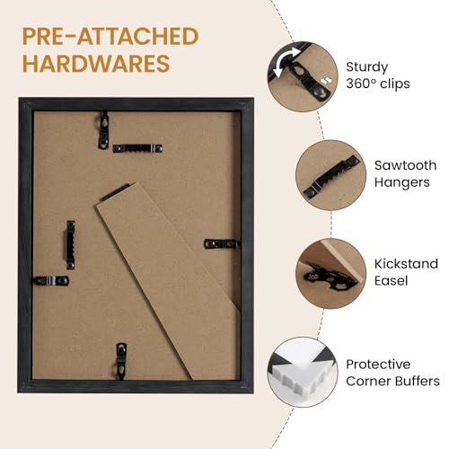 Image of 7x9 Picture Frame,Solid Oak Wood 7 inchx9 inch Photo Frame, Black Color Tempered Real Glass 7 by 9 Wooden Frames with No Mat,9x7 Picture Frames for Wall or Tabletop Display