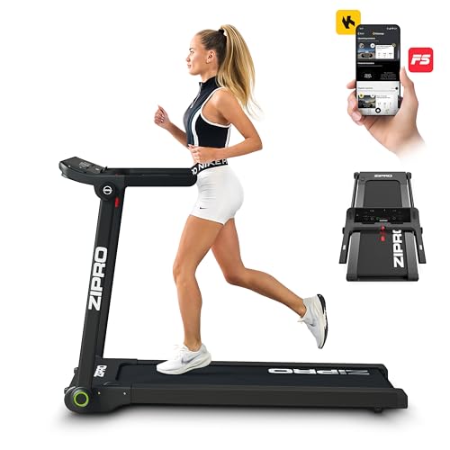 ZIPRO Tapis de Marche Pliable 1-16 km/h, Tapis de Course Motorise avec APP, Treadmill Silencieux, Walking Pad avec Affichage LED, Bluetooth y Fonction MP3 (Pacto)