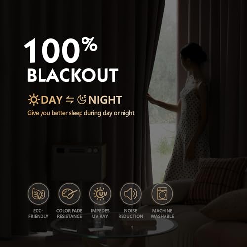 Image of FMFUNCTEX 100% Blackout Curtains for Bedroom, Blush Pink Curtains 72 Inches Long Textured Thermal Insulated Curtains for Living Room Drapes, Black Out Drapery Grommet Room Darkening 2 Panels