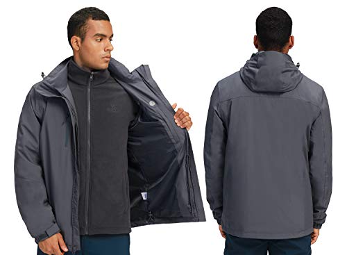 CAMEL Outdoor Jacket Men Winter Ski Jacket Windbreaker 3 in1 Hooded Rain...