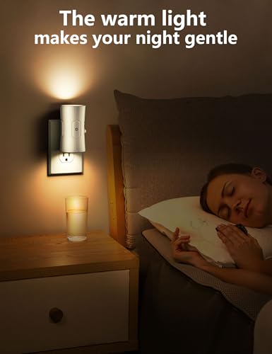 fesnne Night Light, LED Night Lights Plug into Wall, [2 Pack] Warm White 3000K, 0-100LM Adjustable Brightness Light Sensor Nightlights Plug in Wall for Hallway, Bathroom, Adults, Neutral Beige image 7