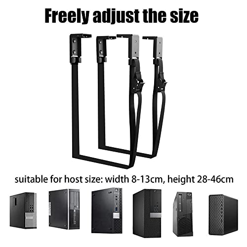 GRFIT CPU Stand Under Desk CPU Holder Mount Wall Mount Desktop PC Tower Stand, adjustable straps, sturdy metal, black miniatura 4