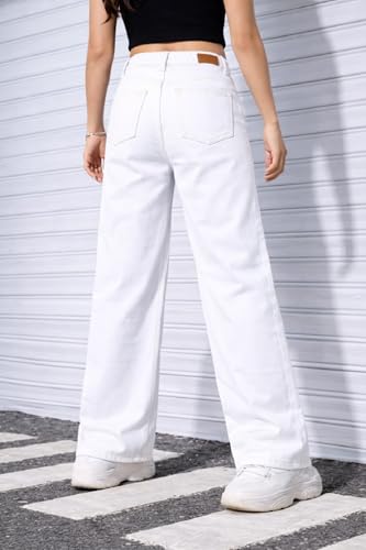 Image of ADBUCKS Stretchable Denim Fabric High Rise Straight Fit Jeans for Girls