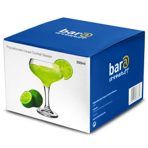 bar@drinkstuff Polycarbonate Coupe Cocktail Glasses – Pack of 4, 8.8 oz / 250 ml – Virtually Unbreakable Plastic Coupes for Cocktails & Champagne - Image 6