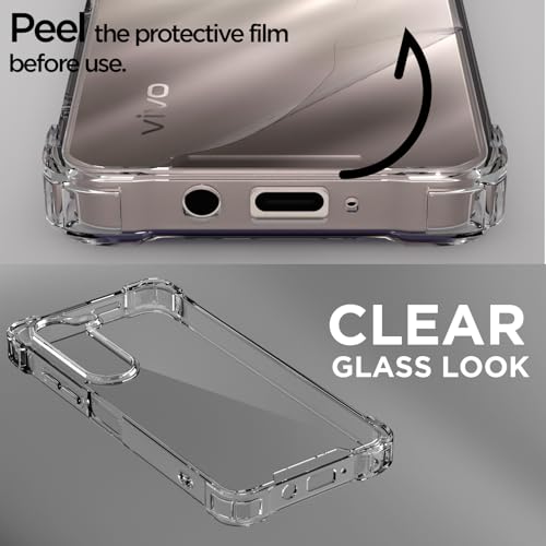 Image of Pikkme Back Cover for iQoo Z10 lite 5G / Vivo T4 lite 5G / Y19 5G / Y19e / Y04 4G / Y29s 5G PC + TPU Clear Transparent Raised Edges Shockproof Protective Phone Bumper Case(Transparent)