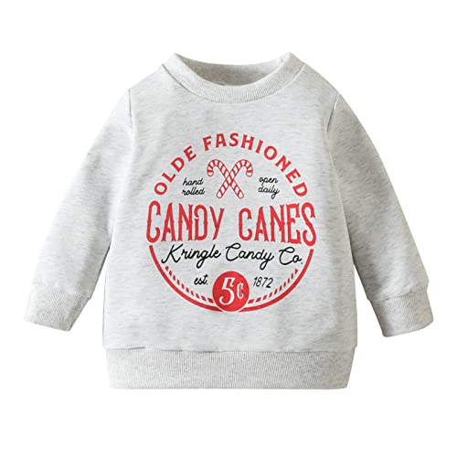 Adult Small Athletic Shirts Toddler Christmas Letters Prints Long Sleeve Sweatshirt Pullover Christmas Tops Little Boys Long Sleeve Shirts (Grey, 2-3 Years)
