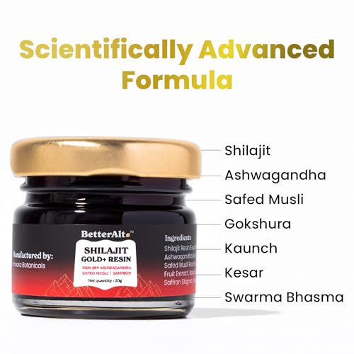 Image of Better Alt Pure Himalayan Shilajit Gold+(20gm)| Boosts Strength|Blend with Ashwagandha, Safed Musli,Gokshura,Swarna Bhasma & Shilajit Resin|Shilajit gold for men & women