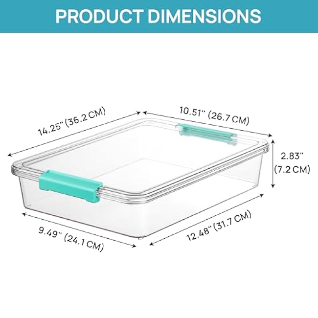 Vtopmart 6 Qt Plastic Storage Bins with Lids, Clear Sensory Bins, Arts Crafts Organizers and Storage, Stackable Containers for Home Office and School Supplies, 4 pack