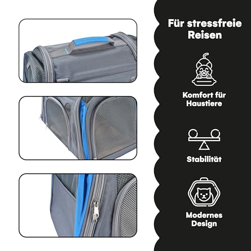 DDOXX transportbox Katze - Airplane Tiertransporttasche aus Netzgewebe - Flugzeugtauglich, Autositz, mobiles Hundebett, mit Tasche & herausnehmbarem Einsatz, inkl. Leine - 49x30x33 cm – Bild 6