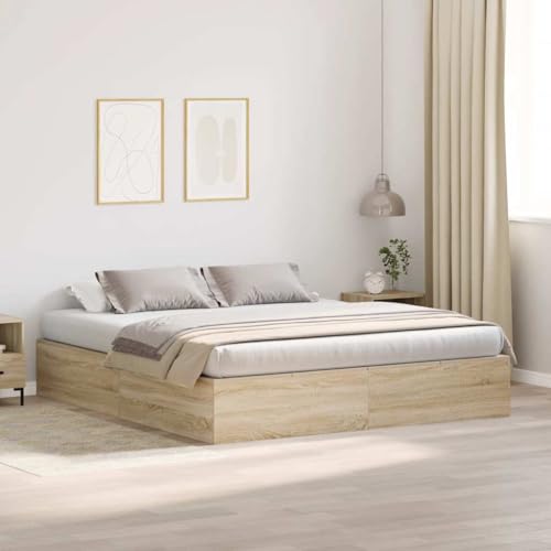 vidaXL Struttura Letto Contenitore Rovere Sonoma 200 x 200 cm. Design Moderno con Spazio di archiviazione per la Camera da Letto. Mobili minimalisti contemporanei per la casa, da posizionare all'int