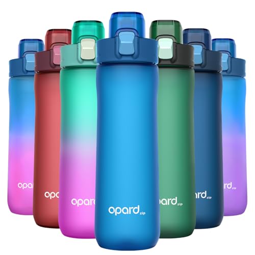 Image of Opard Zip 20oz Plastic Water Bottle Dishwasher Safe, Leakproof Flip-Top Lid, BPA Free Tritan, Wide Mouth Reusable Kids Water Bottle for School Hiking Commuting Outdoor Travel and Gym