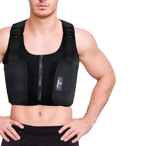Isavera Male Chest Fat Reduction Freezing System | Chest Shaper for Men | Comfortable & Breathable Compression Vest | Pecs Shaper Support Black