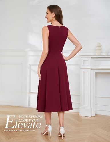 Aupuls Women Midi Cocktail Dresses V Neck High Low Formal Party Evening Wedding Guest Dresses3