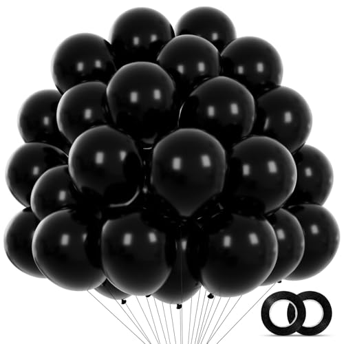 Image of Black Balloons 110Pcs, 5 Inch Small Black Latex Party Balloons, Mini Thick Black Birthday Balloons for Wedding Baby Shower Decorations.